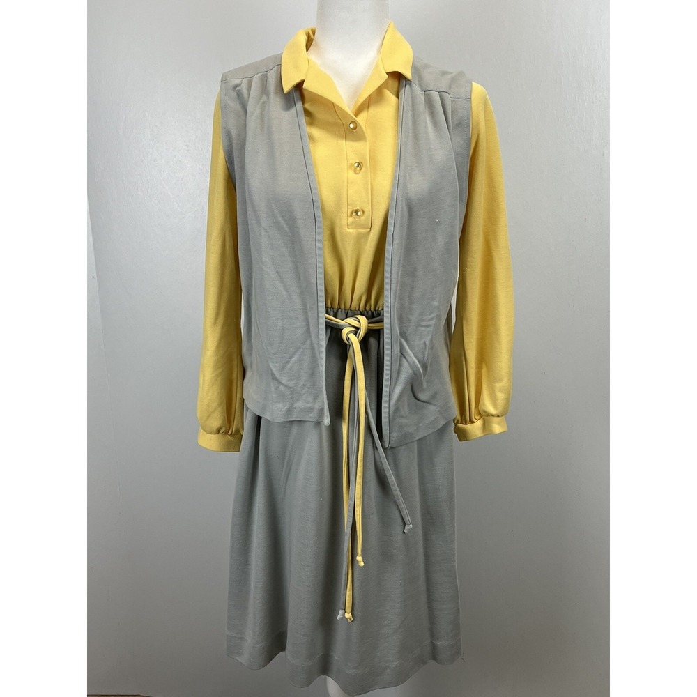 Vintage Sunshine Alley Dress Sz 12 GUC Vest Belt Mod 70's Made In USA